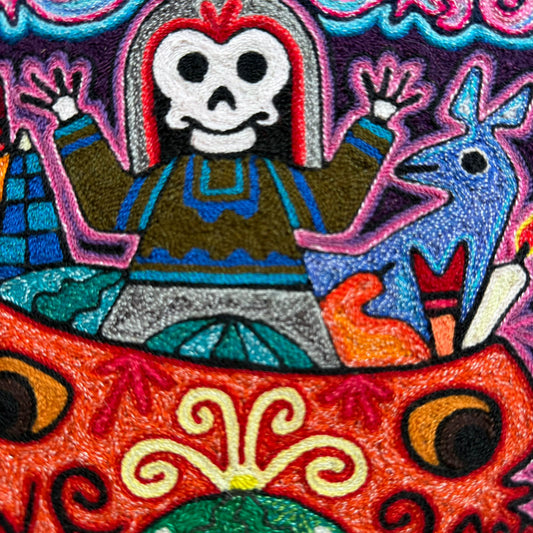 Mexican Folk Art Huichol Indian Yarn Painting by Luis Castro PP9252 Oaxaca
