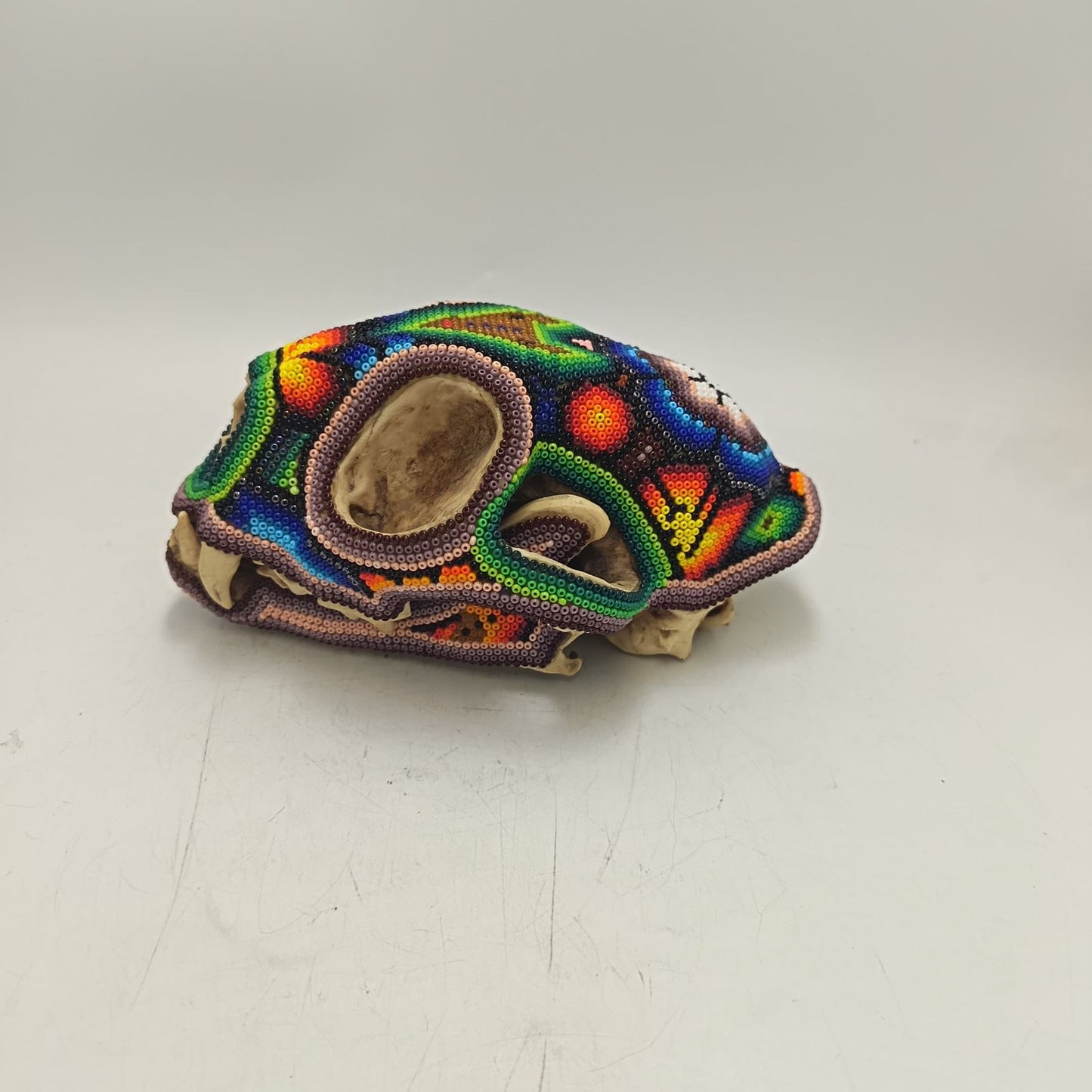 Mexican Huichol Hand Beaded Wildcat By Honorio Villa Lopez PP9275 Oaxaca