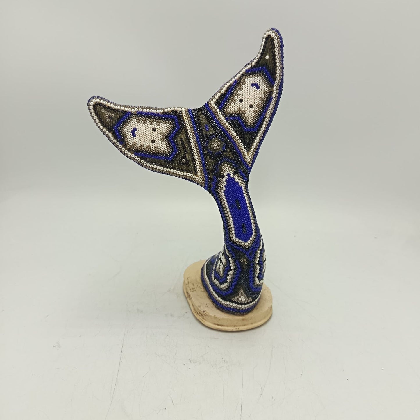 Mexican Folk Art Huichol Beaded Whale Tail By Honorio Villa Lopez PP9277