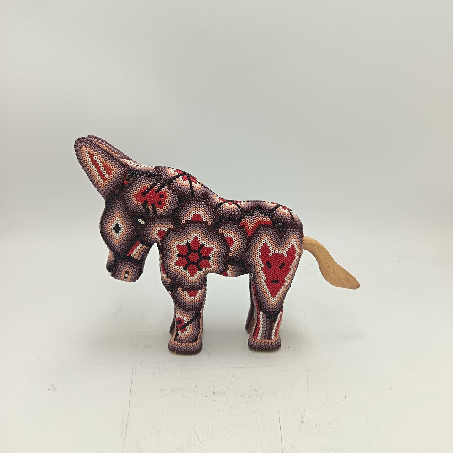 Mexican Folk Art Huichol Beaded Donkey By Honorio Villa Lopez PP9283