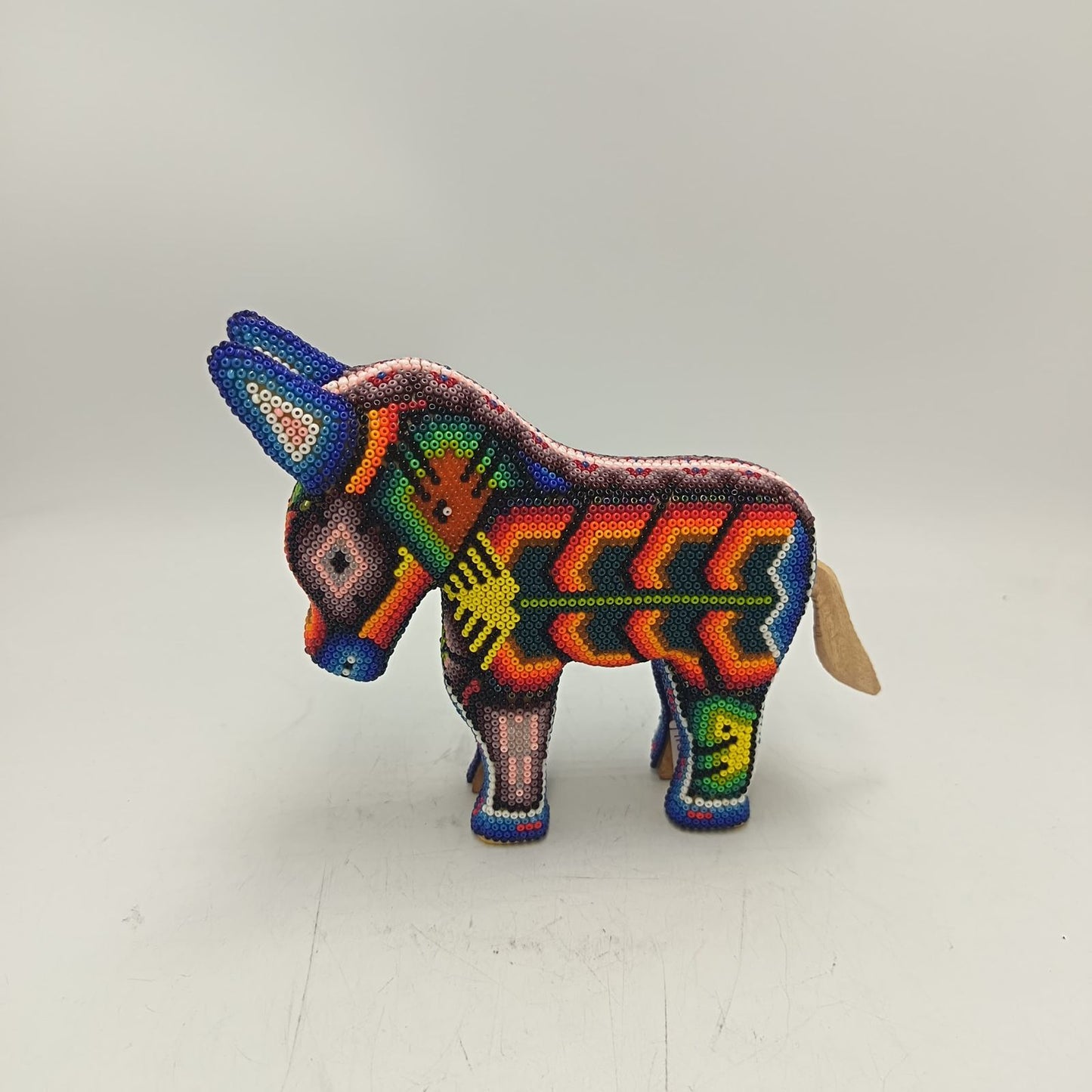 Mexican Folk Art Huichol Beaded Donkey By Honorio Villa Lopez PP9287