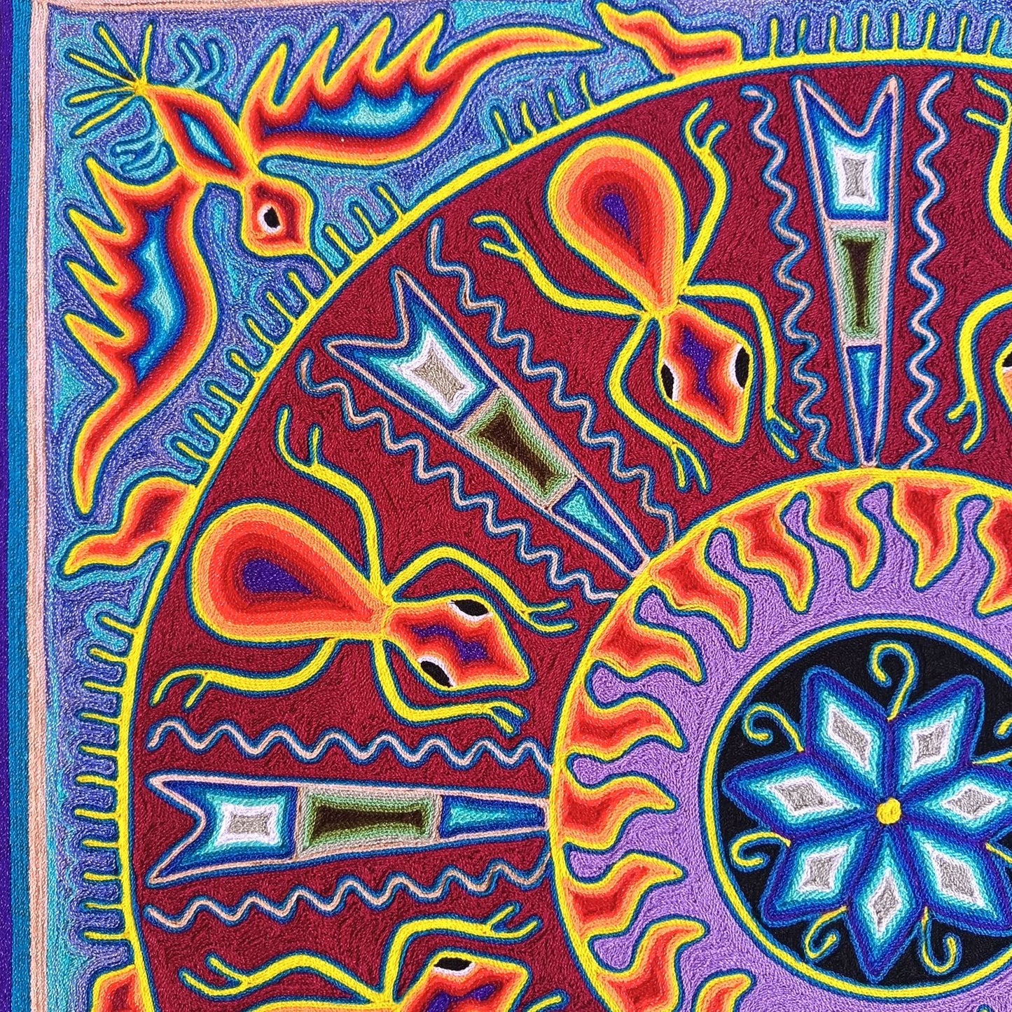 Huichol Yarn Painting Mexican Folk Art By Hilaria Chavez Carrillo PP9289