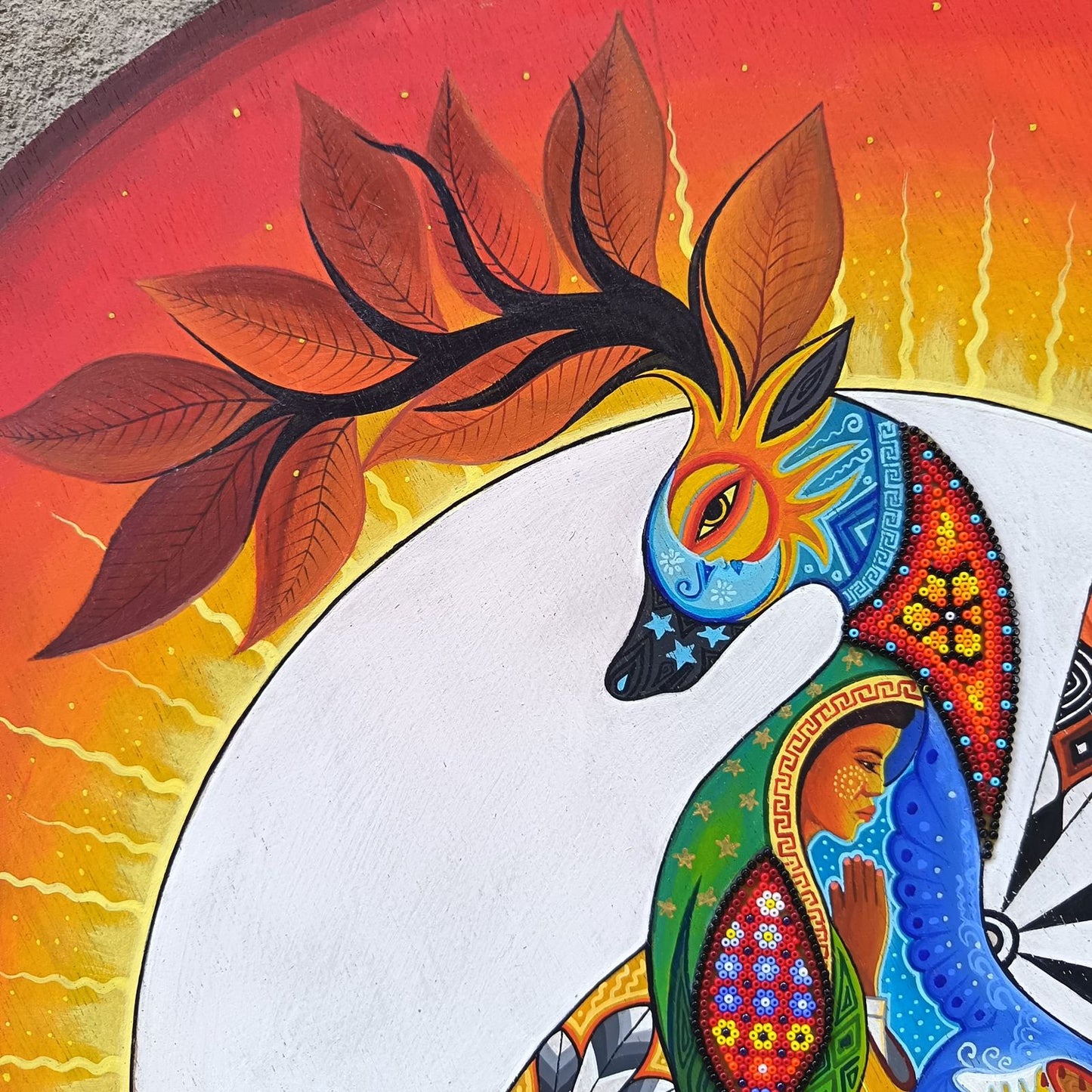 Huichol Mexican Folk Art Yarn Painting by Neikame PP9293