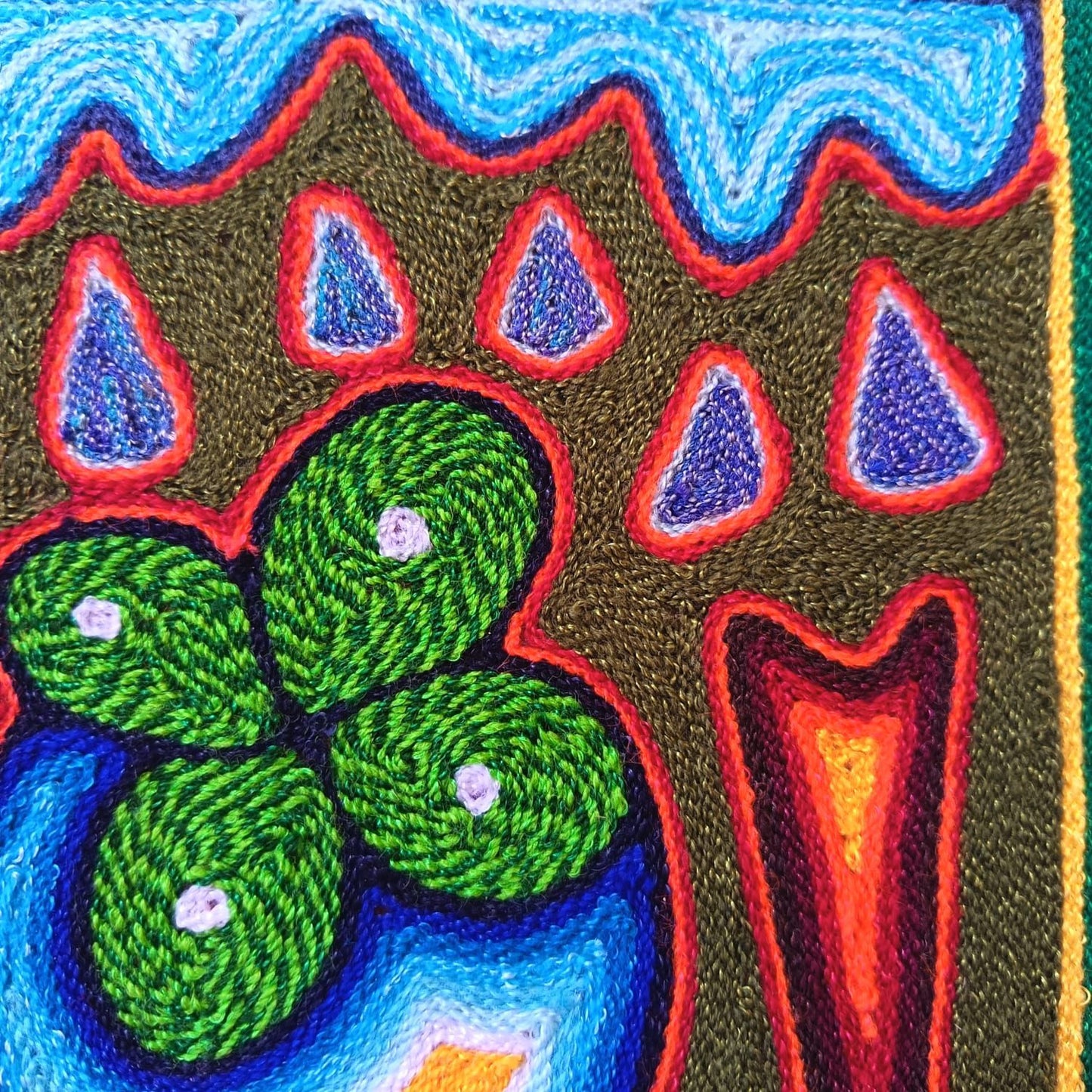 Mexican Folk Art Huichol Yarn Painting by Cooperativa Zitacua PP9312 Oaxaca