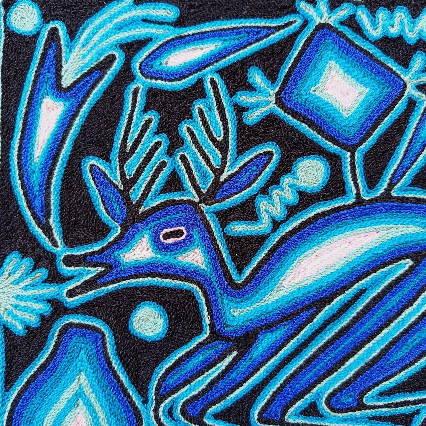 Mexican Folk Art Huichol Yarn Painting by Cooperativa Zitacua PP9315