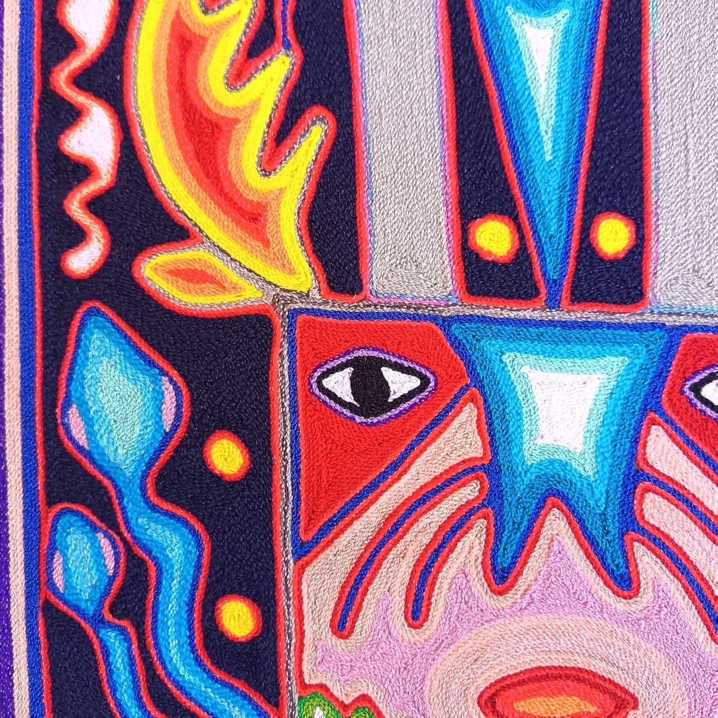 Mexican Folk Art Huichol Yarn Painting by Cooperativa Zitacua PP9303 Oaxaca
