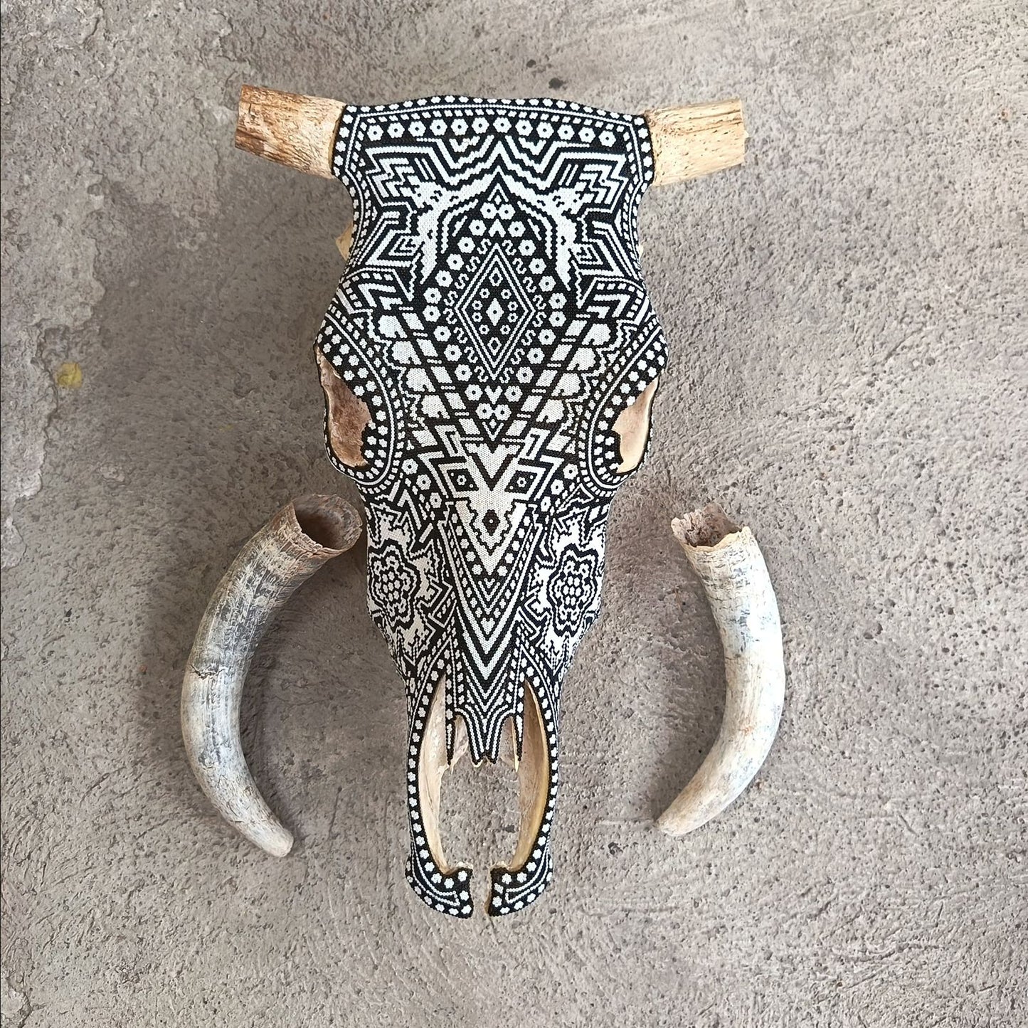 Huichol Indian Hand Beaded Bull Skull By Santos Bautista PP9347