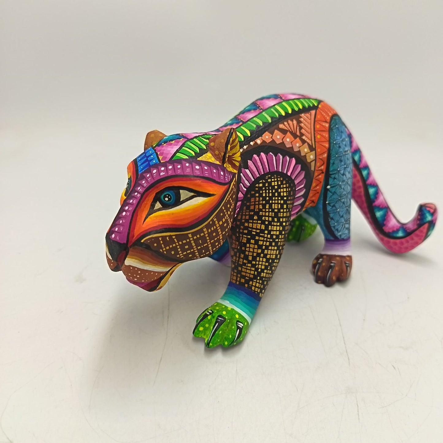 Mexican Oaxacan Wood Carving Jaguar By Ivan Fuentes PP9358