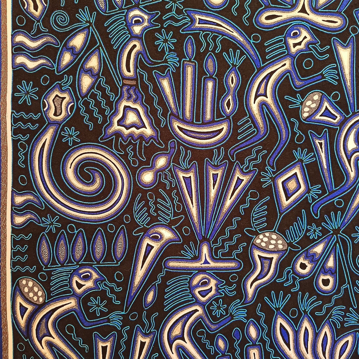 Mexican Folk Art Huichol Yarn Painting by Cooperativa Zitacua PP9348