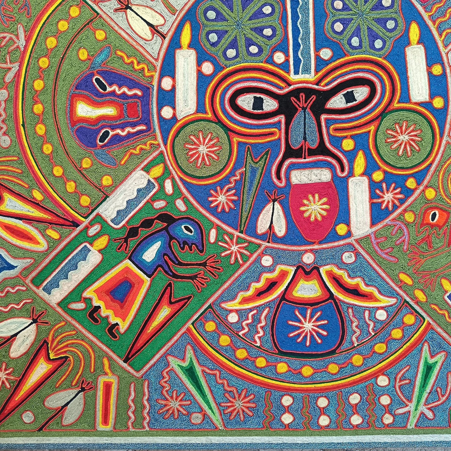 Mexican Folk Art Huichol Yarn Painting by Cooperativa Zitacua PP9349