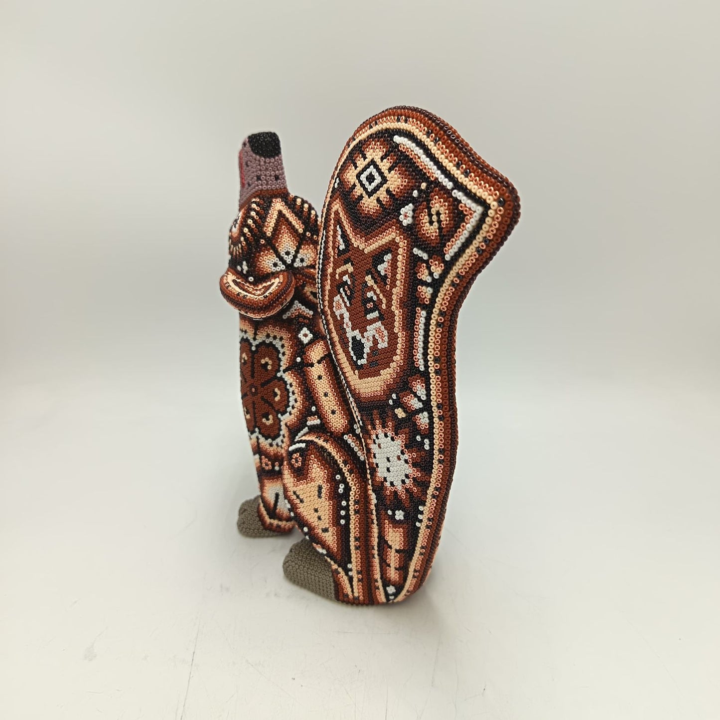Mexican Huichol Hand Beaded Art, Coyote By Isandro Villa Lopez PP9392