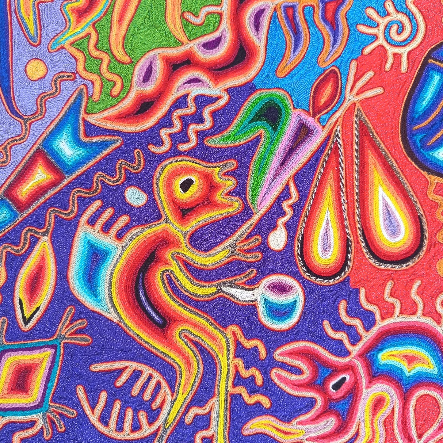 Huichol Yarn Painting Mexican Folk Art By Hilaria Chavez Carrillo PP9410