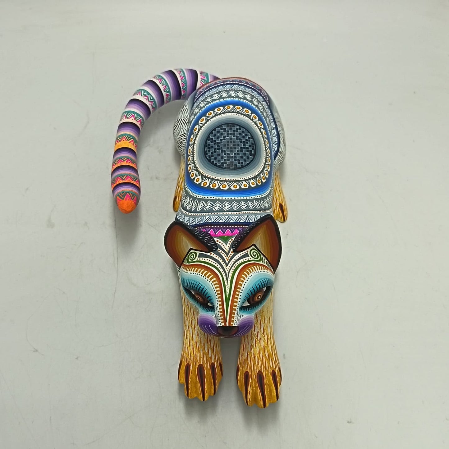 Mexican Oaxacan Wood Carving Cat By Julia Fuentes PP9412