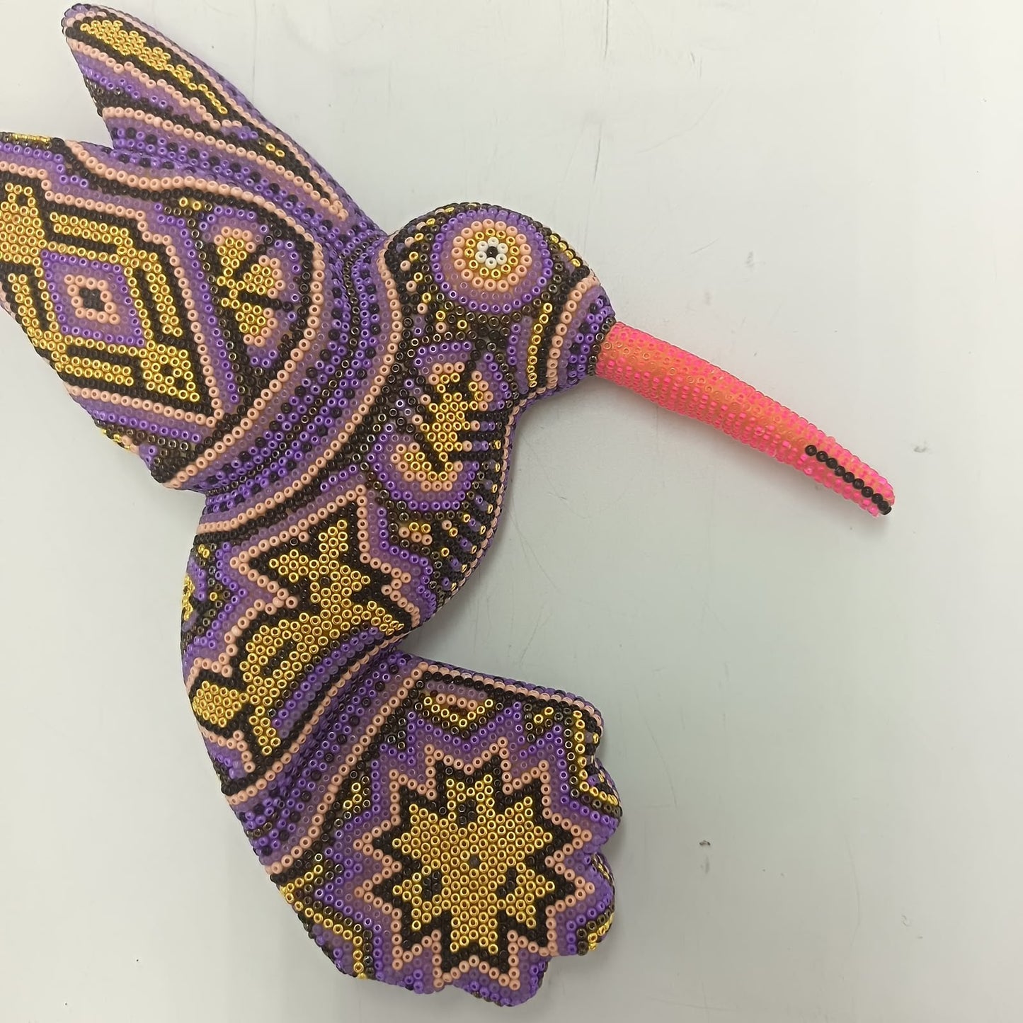 Mexican Huichol Hand Beaded Hummingbird By Mayola Villa Lopez PP9428