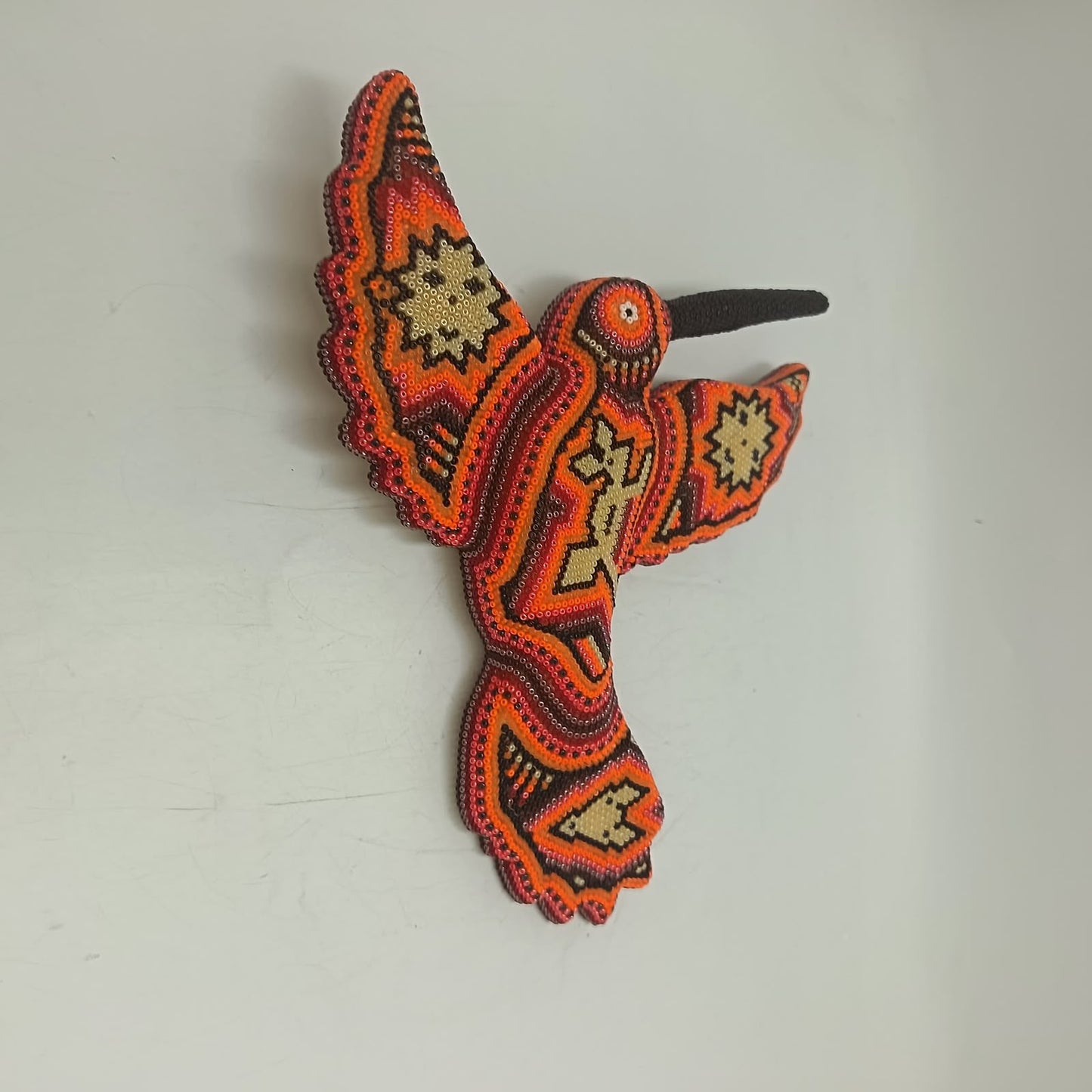 Mexican Huichol Hand Beaded Hummingbird By Mayola Villa Lopez PP9431