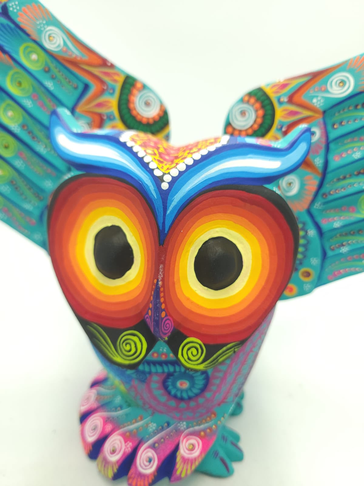 Oaxacan Wood Carving Hand Made Owl By Cesar Melchor Ojeda PP9439