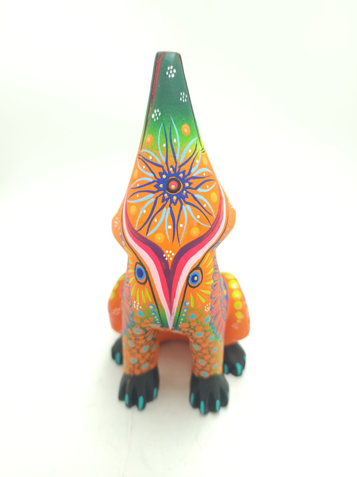 Oaxacan Wood Carving Mexican Folk Art Hand Made, Coyote By Cesar Melchor Ojeda PP9443