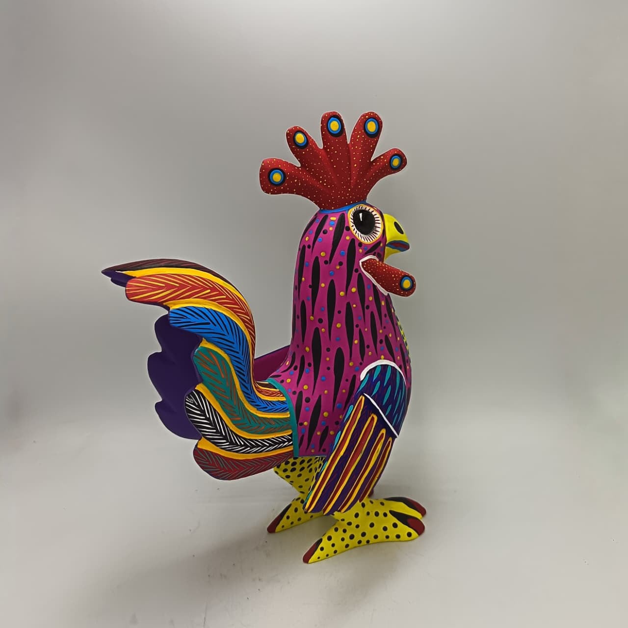 Oaxacan Wood Carving Rooster By Arsenio Morales PP9460