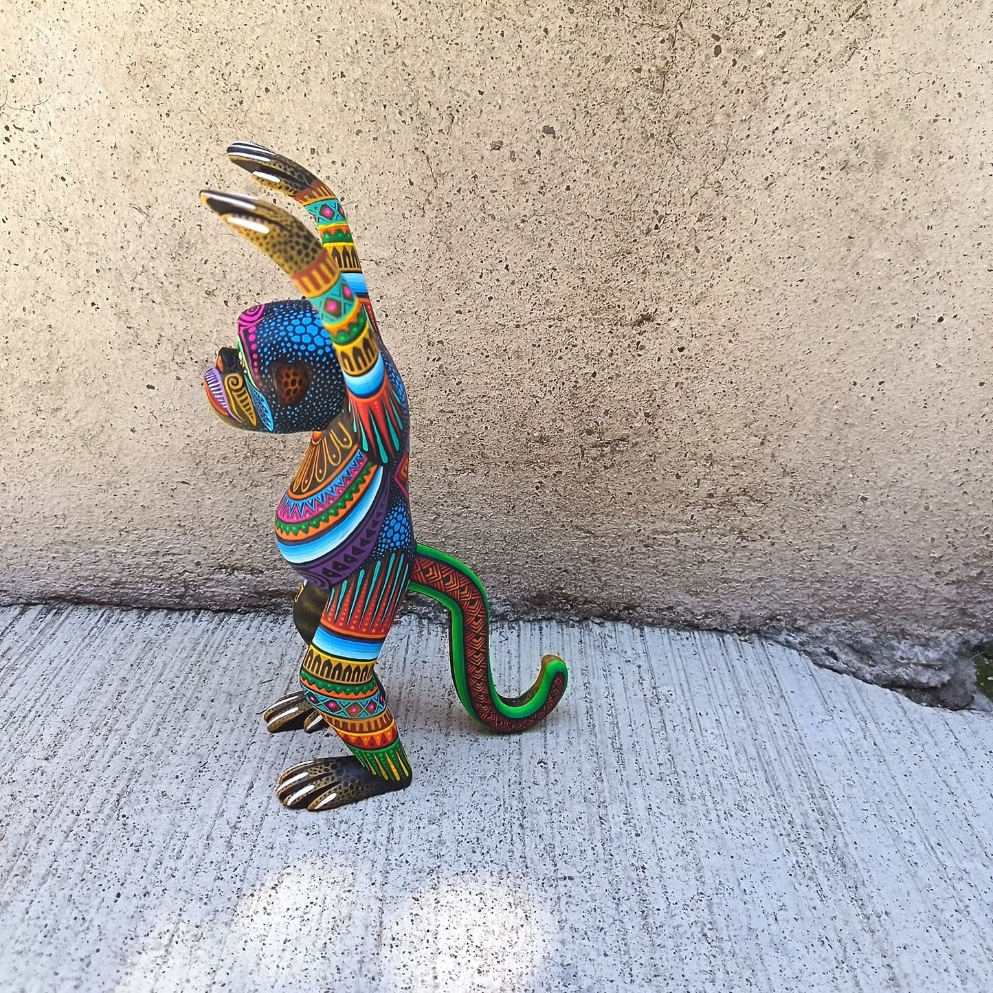 Mexican Oaxacan Wood Carving Monkey By Julia Fuentes PP9487