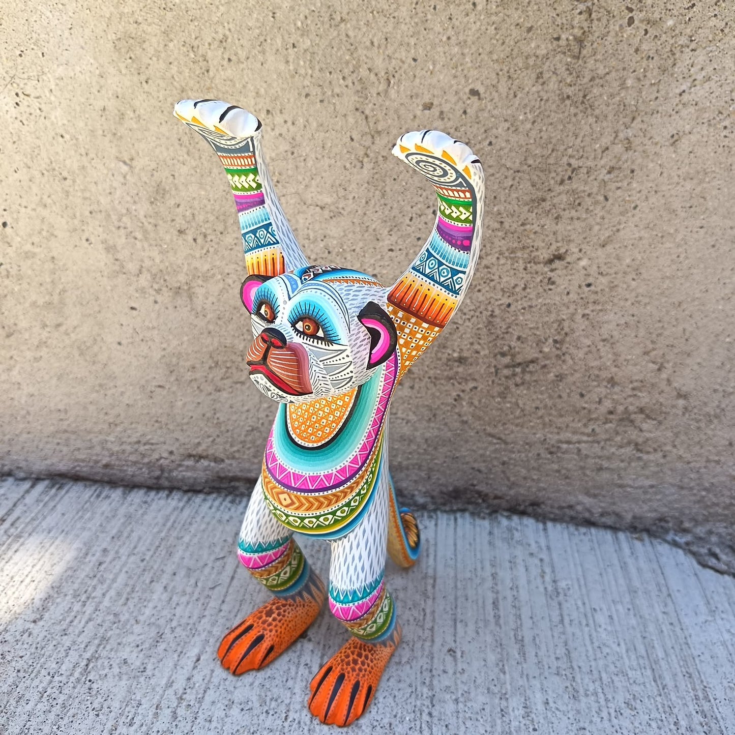 Mexican Oaxacan Wood Carving Monkey By Julia Fuentes PP9488