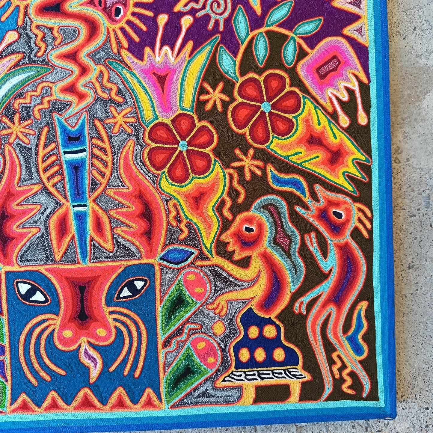 Huichol Yarn Painting Mexican Folk Art By Hilaria Chavez Carrillo PP9484