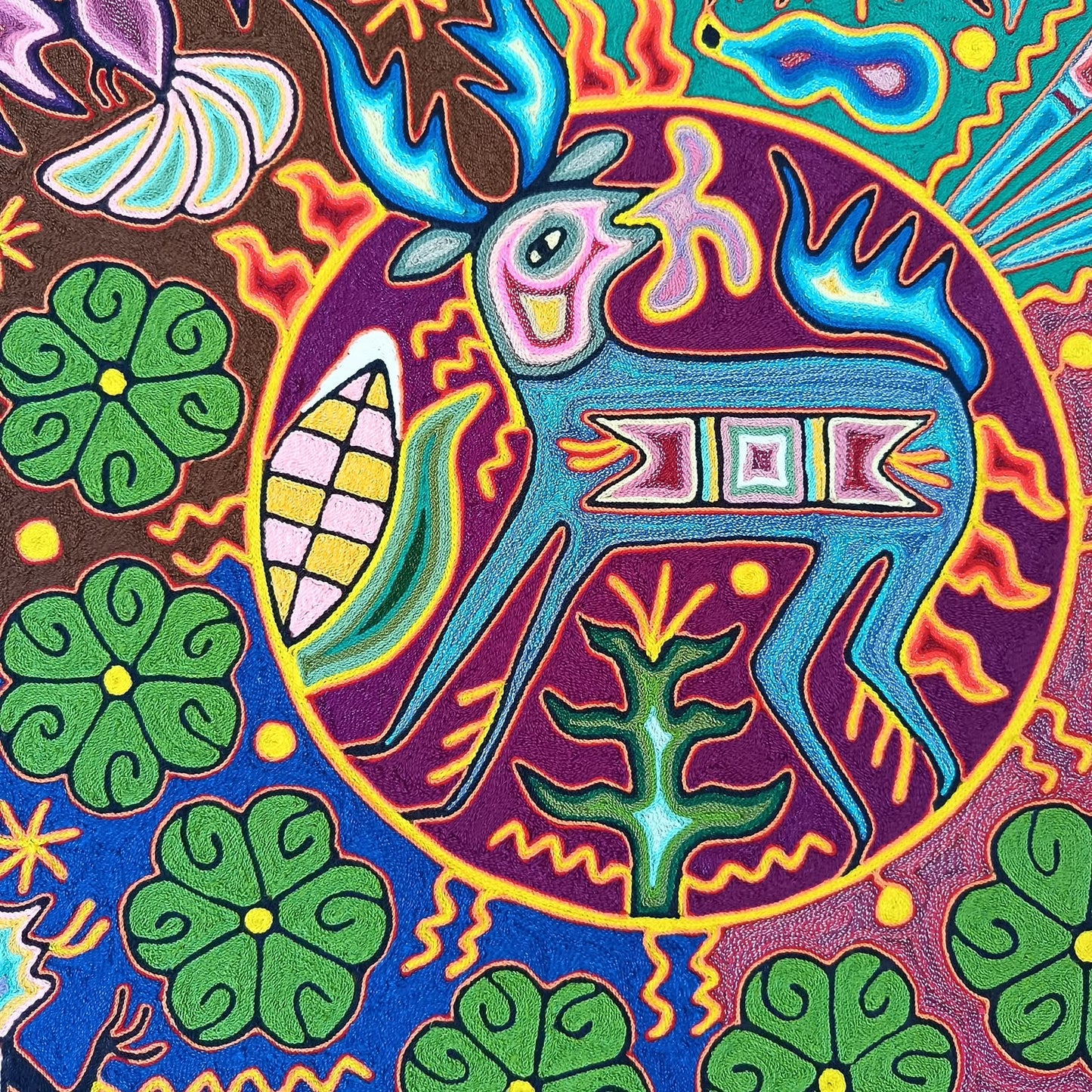 Huichol Yarn Painting Mexican Folk Art By Hilaria Chavez Carrillo PP9486