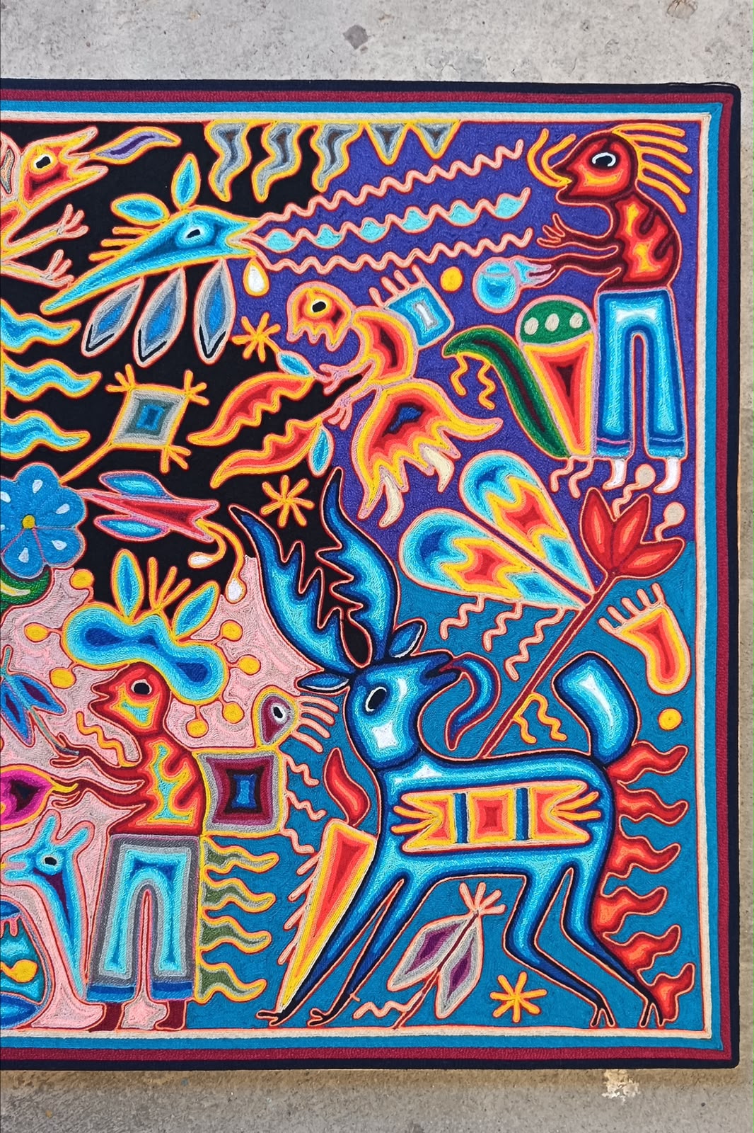 Huichol Yarn Painting Mexican Folk Art by Hilaria Chavez Carrillo PP9529