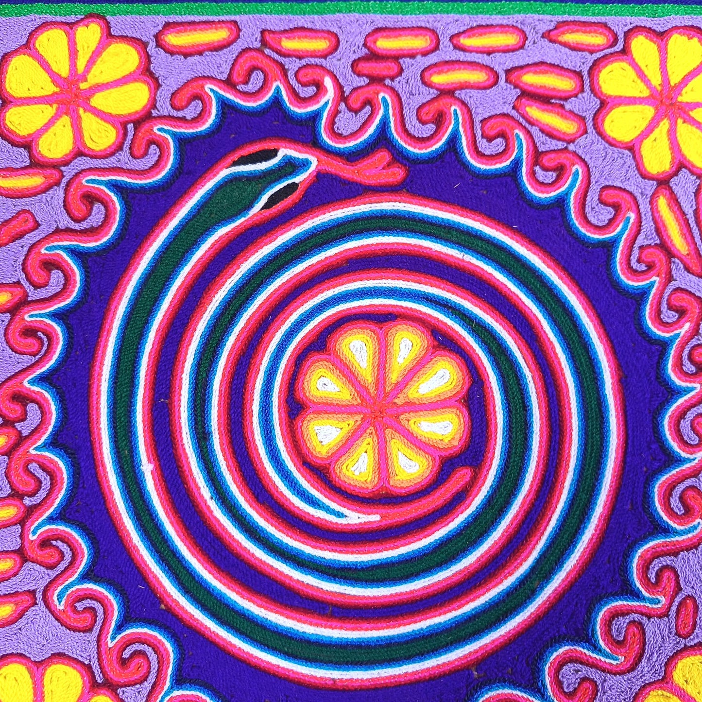 Mexican Folk Art Huichol Yarn Painting by Cooperativa Zitacua PP9539