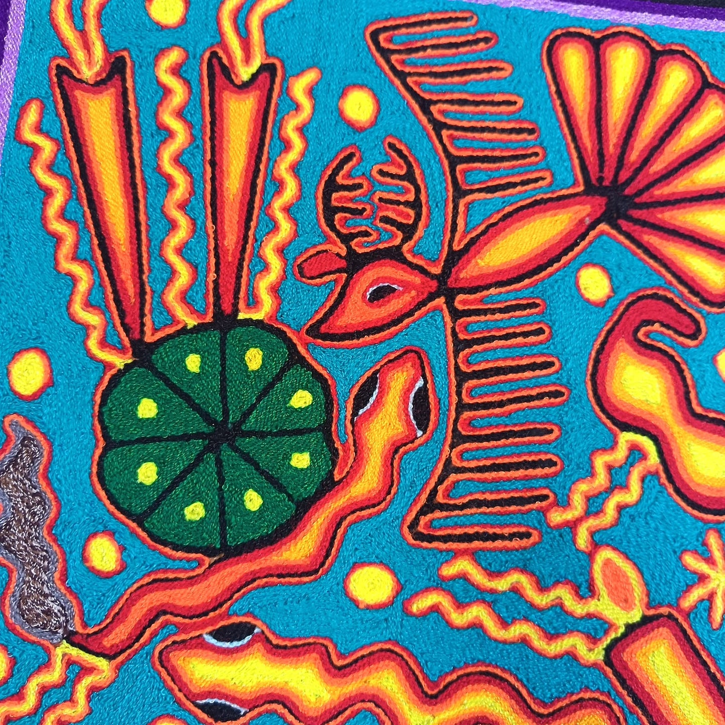 Mexican Folk Art Huichol Yarn Painting by Cooperativa Zitacua PP9542