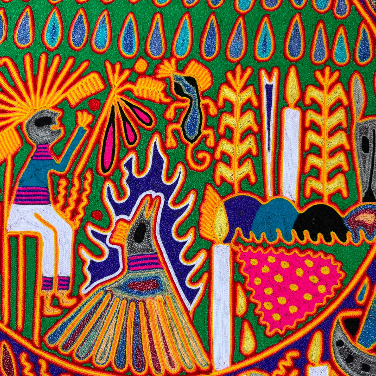 Mexican Folk Art Huichol Yarn Painting by Cooperativa Zitacua PP9549