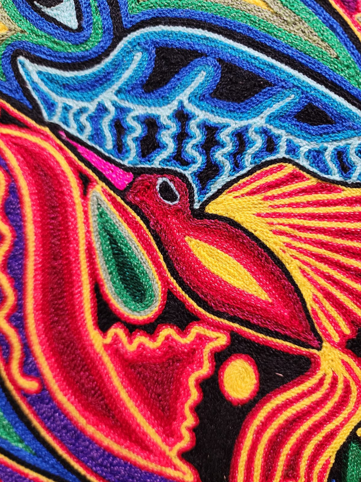 Tepehuano Yarn Painting Mexican Folk Art By Bautista Family PP9572