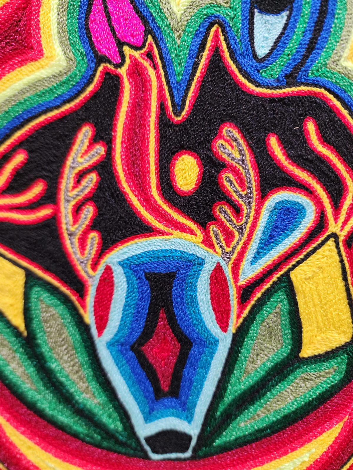 Tepehuano Yarn Painting Mexican Folk Art By Bautista Family PP9573