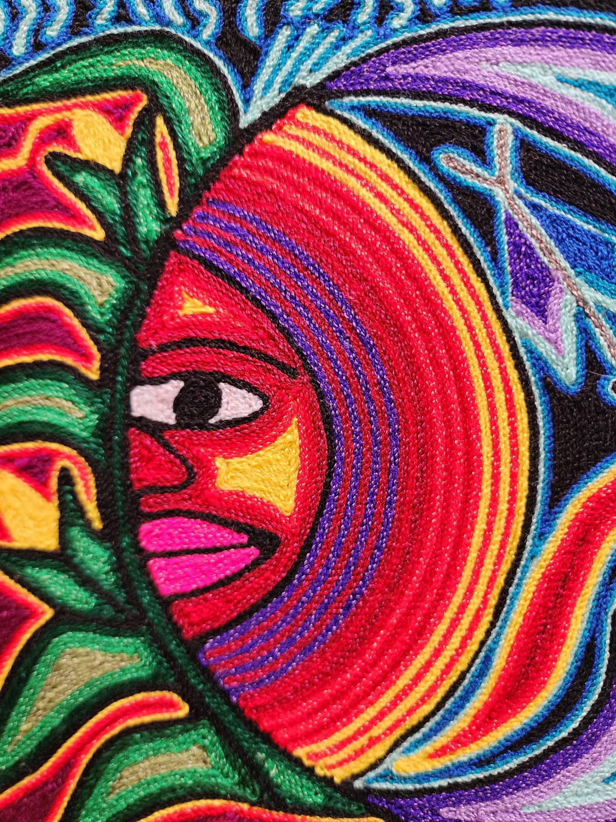 Tepehuano Yarn Painting Mexican Folk Art By Bautista Family PP9574