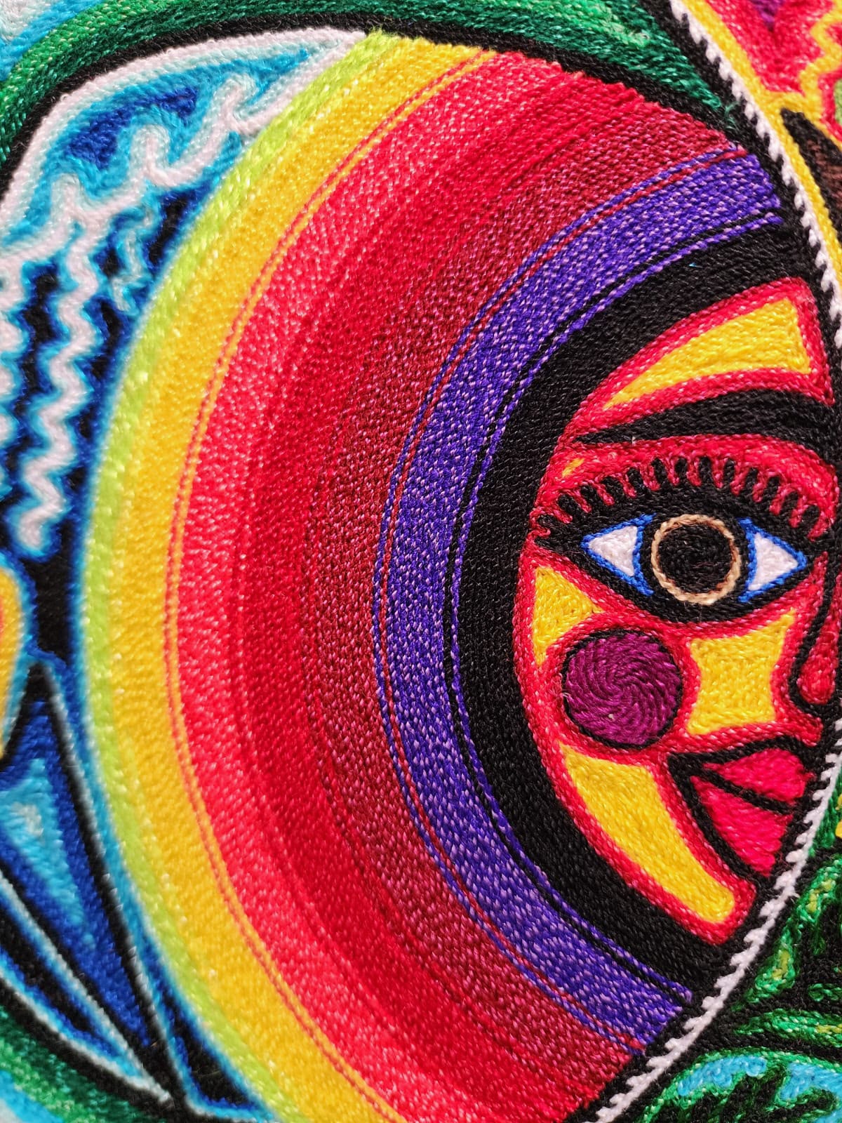 Tepehuano Yarn Painting Mexican Folk Art By Bautista Family PP9575