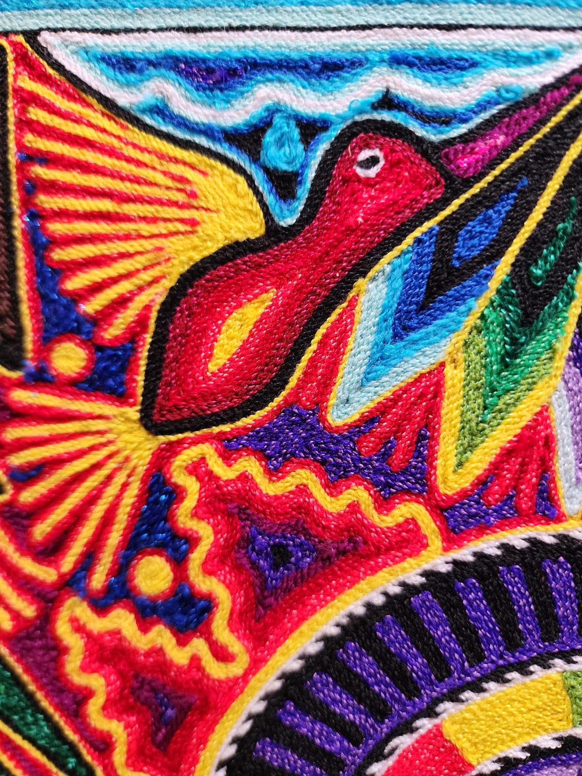 Tepehuano Yarn Painting Mexican Folk Art By Bautista Family PP9580