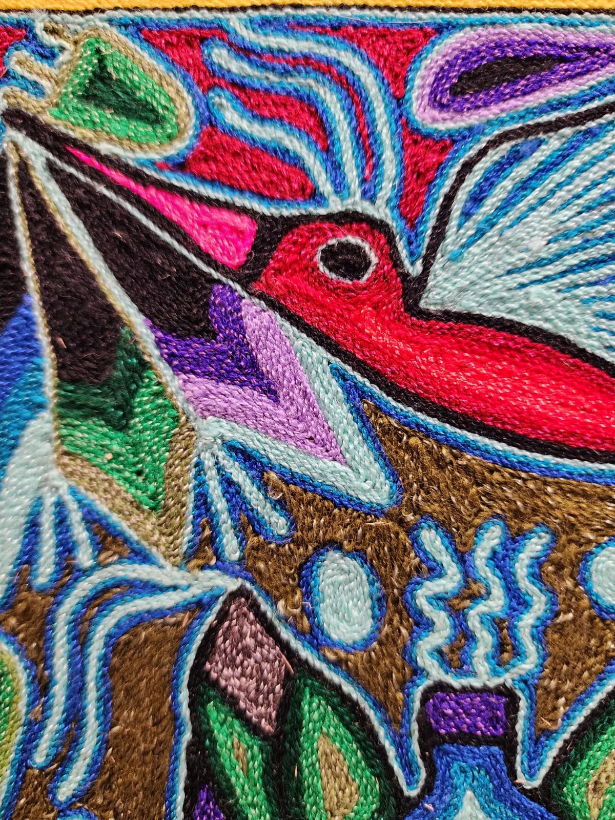 Tepehuano Yarn Painting Mexican Folk Art By Bautista Family PP9581