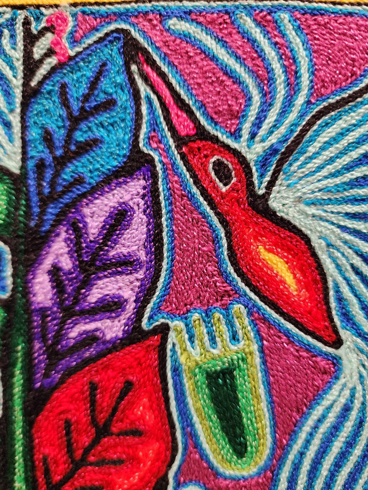 Tepehuano Yarn Painting Mexican Folk Art By Bautista Family PP9582
