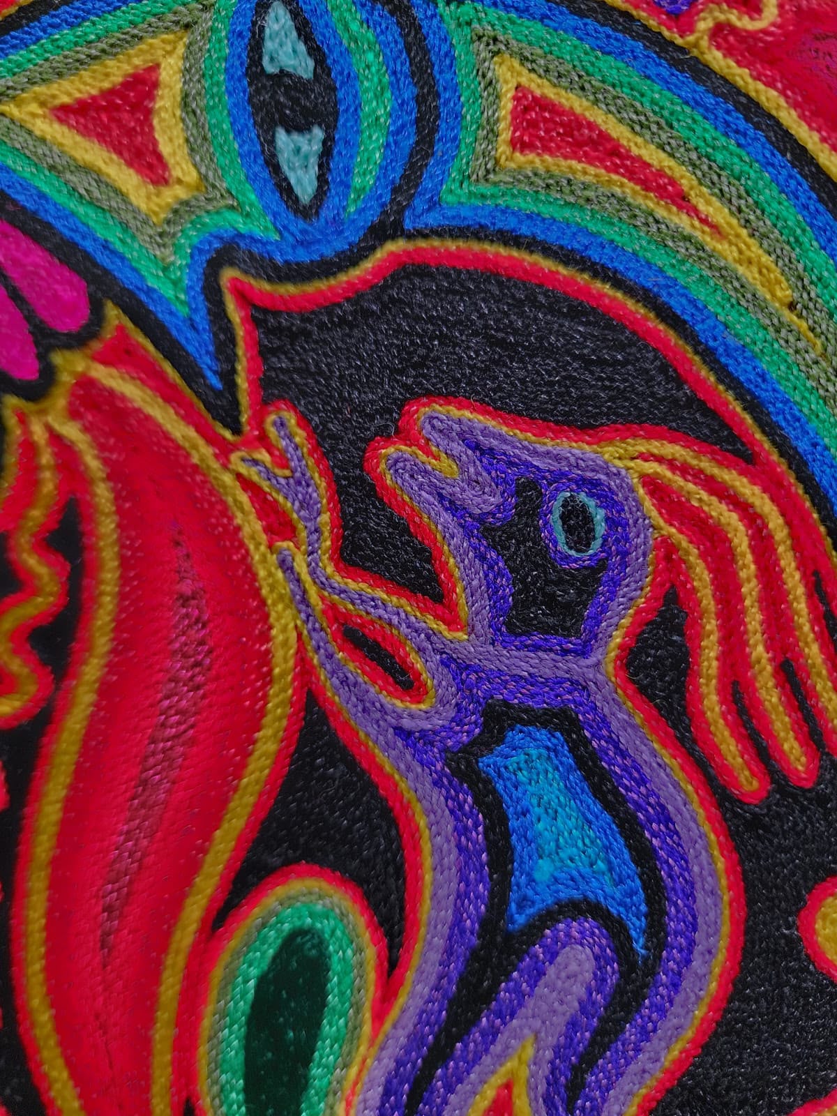 Tepehuano Yarn Painting Mexican Folk Art By Bautista Family PP9584