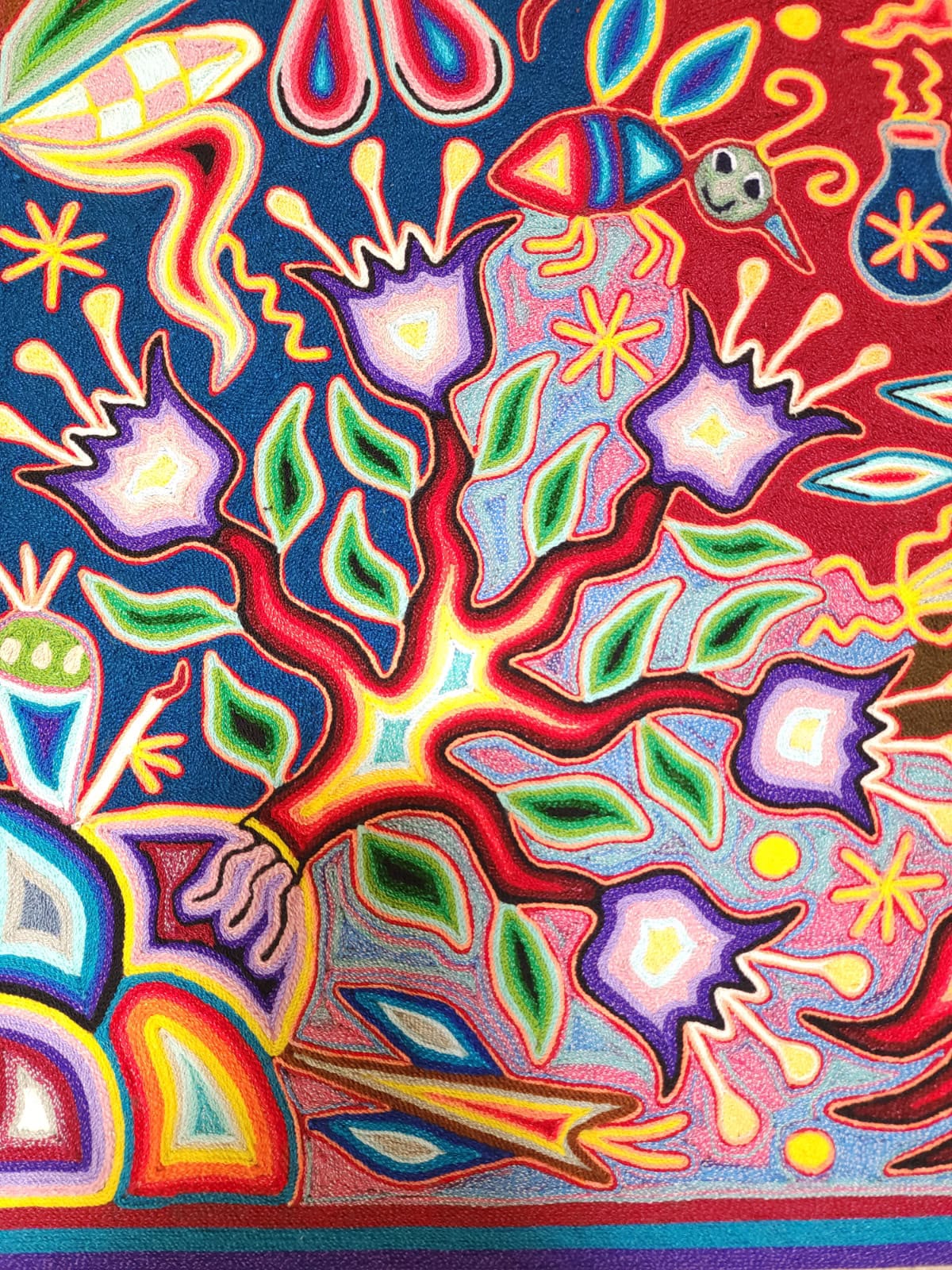Huichol Yarn Painting Mexican Folk Art By Hilaria Chavez Carrillo PP9569