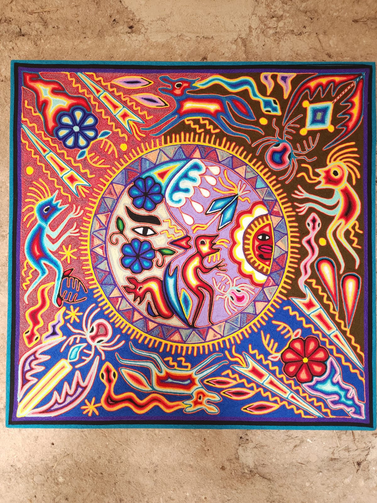 Huichol Yarn Painting Mexican Folk Art By Hilaria Chavez Carrillo PP9571