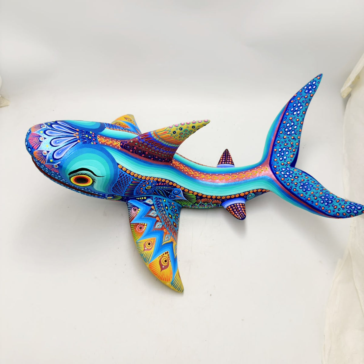Mexican Folk Art Oaxacan Wood Carving Alebrije Hand Made, Shark By Luis Sosa PP9603