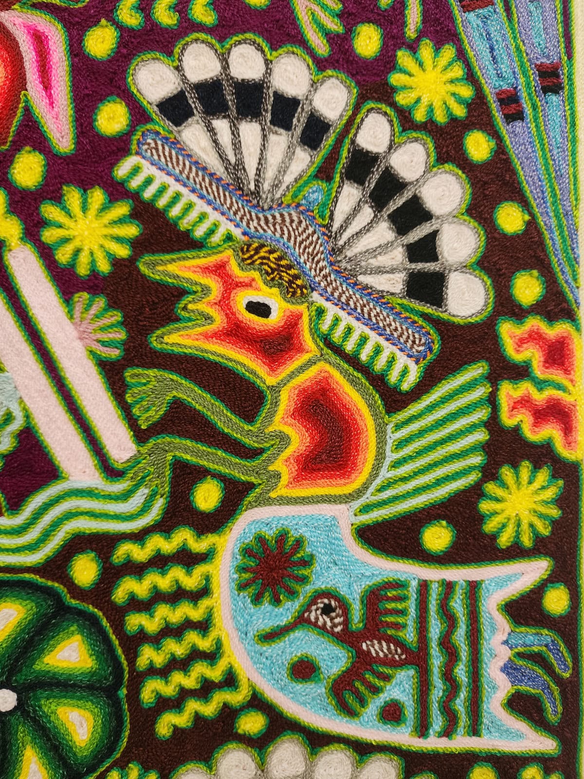 Huichol Mexican Folk Art Yarn Painting By Maximino Renteria PP9608
