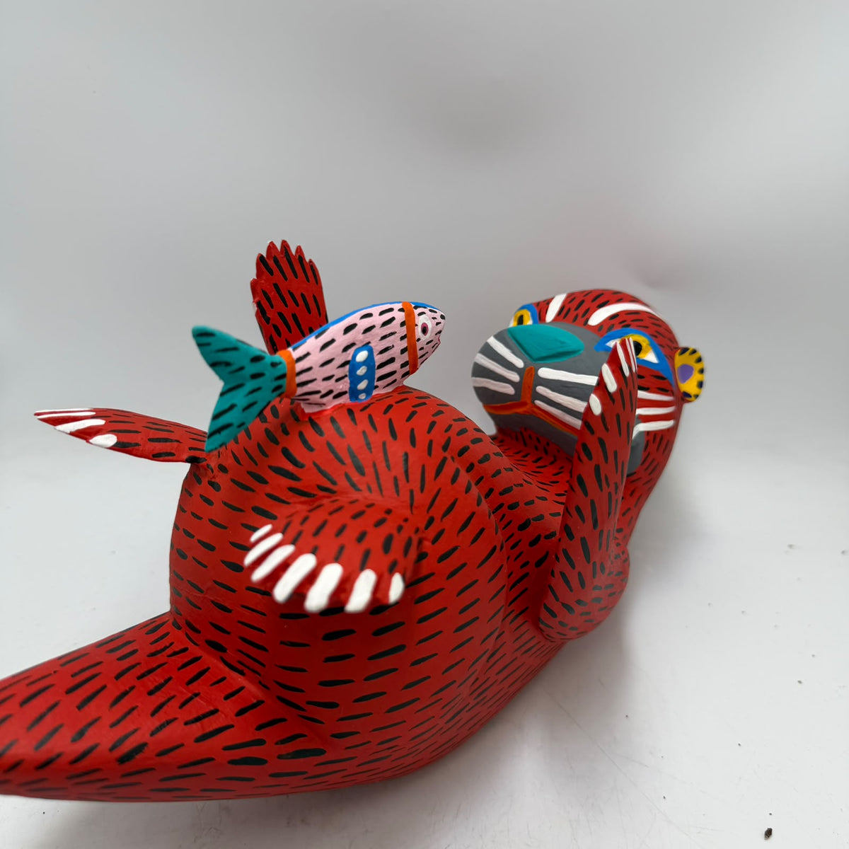 Oaxacan Wood Carving Hand Made, Otter with Baby By Armando Jimenez PP9623