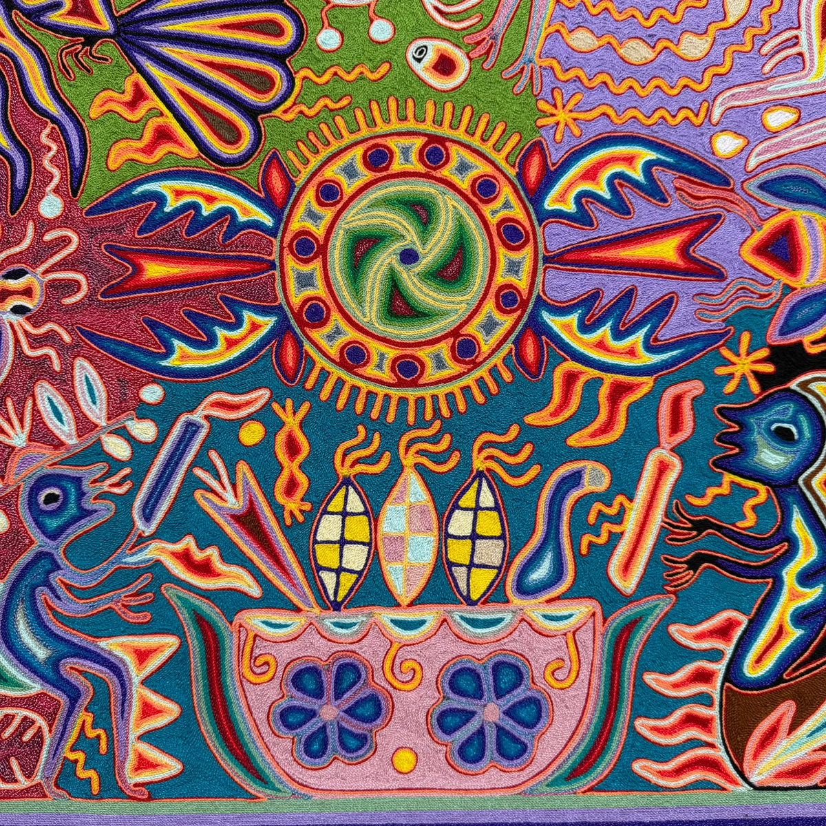 Huichol Yarn Painting Mexican Folk Art by Hilaria Chavez Carrillo PP9627