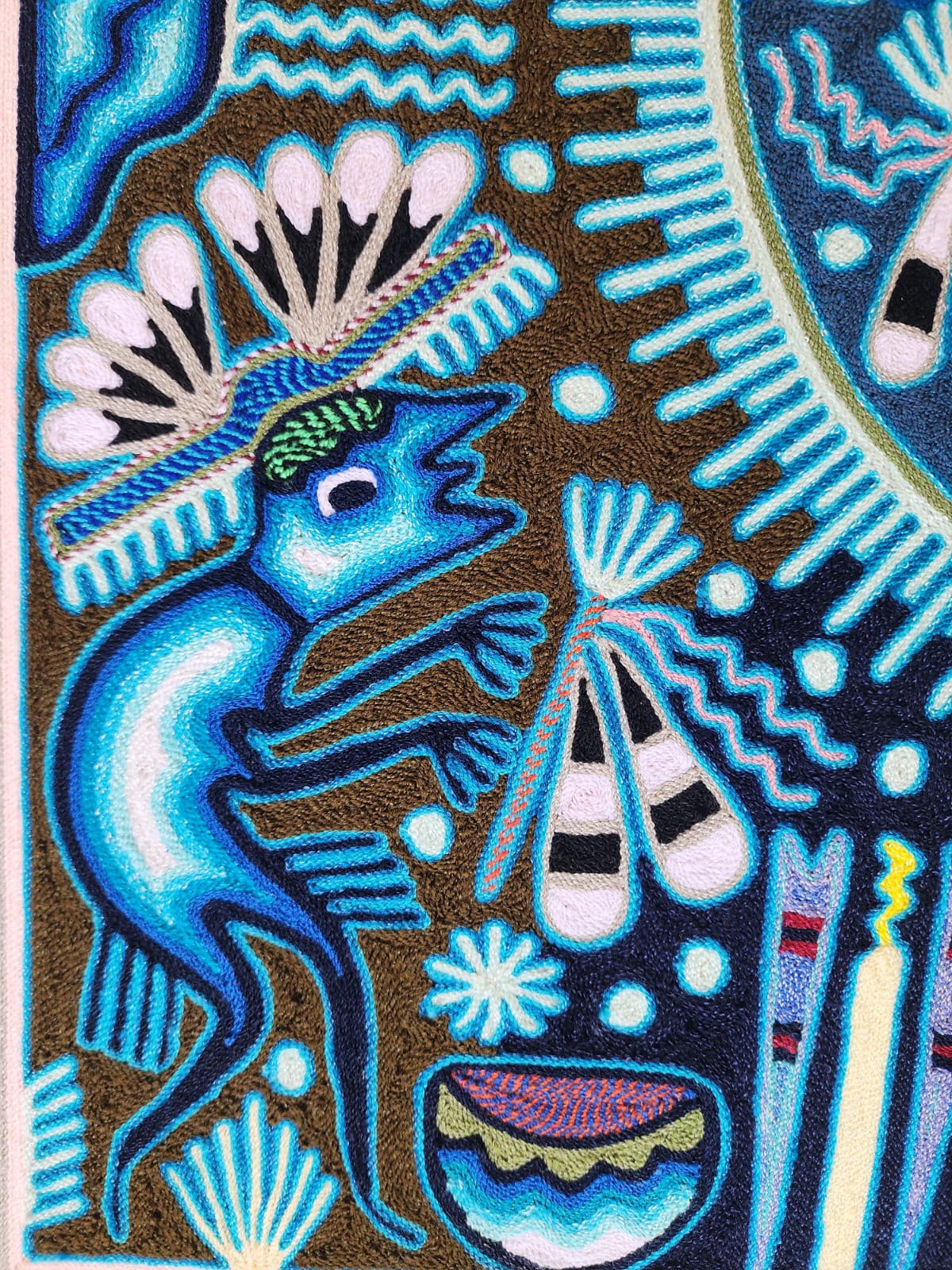 Huichol Mexican Folk Art Yarn Painting By Maximino Renteria PP9629
