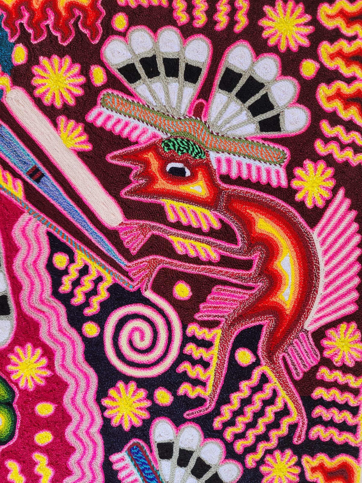 Huichol Mexican Folk Art Yarn Painting By Maximino Renteria PP9632