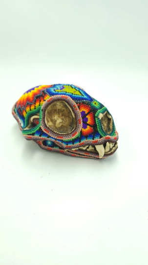 Mexican Huichol Hand Beaded Wildcat By Honorio Villa Lopez PP6059