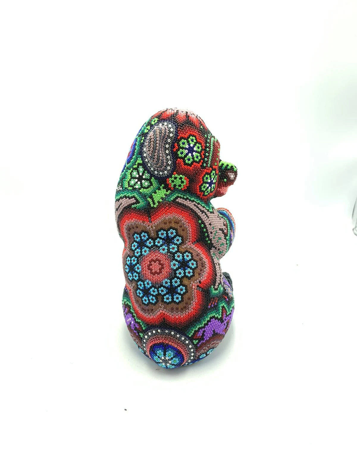 Huichol Mexican Folk Art Hand Beaded Bear By Florencio Lopez PP5717