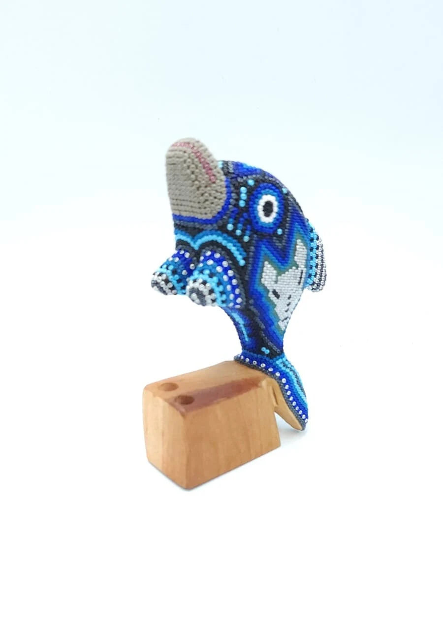 Mexican Huichol Beaded Dolphin By Isandro Villa PP5961