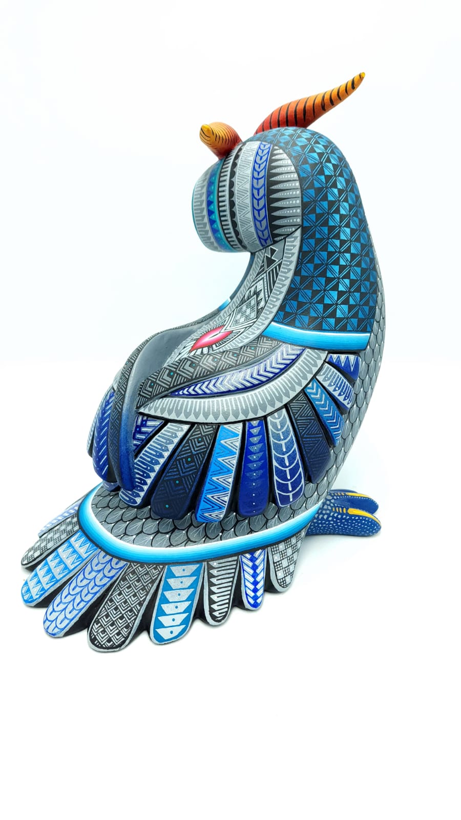 Mexican Oaxacan Wood Carving Owl By Julia Fuentes PP4922